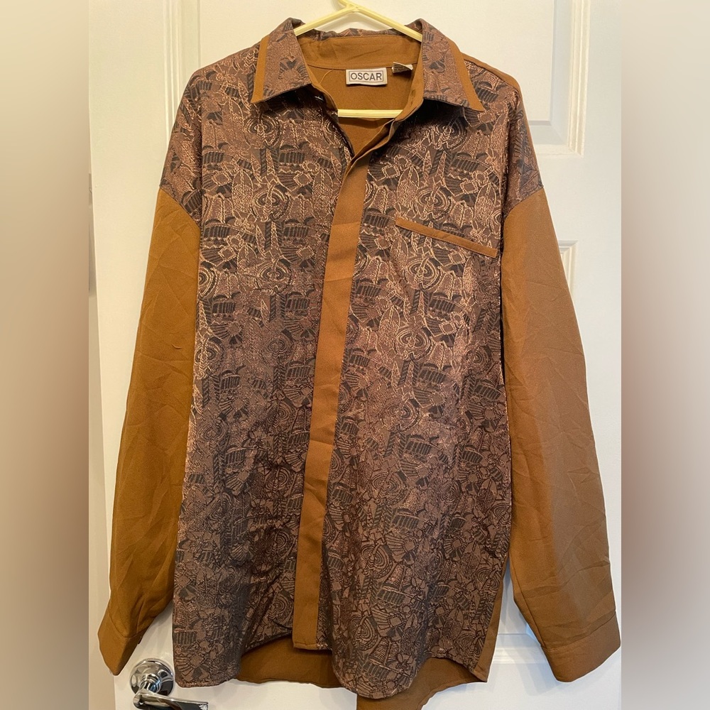 Vintage sewn dress shirt- cool 70’s design